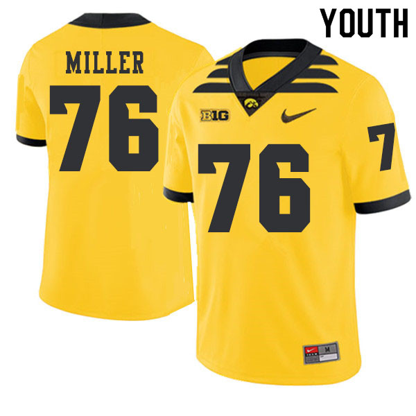 2019 Youth #76 Ezra Miller Iowa Hawkeyes College Football Alternate Jerseys Sale-Gold